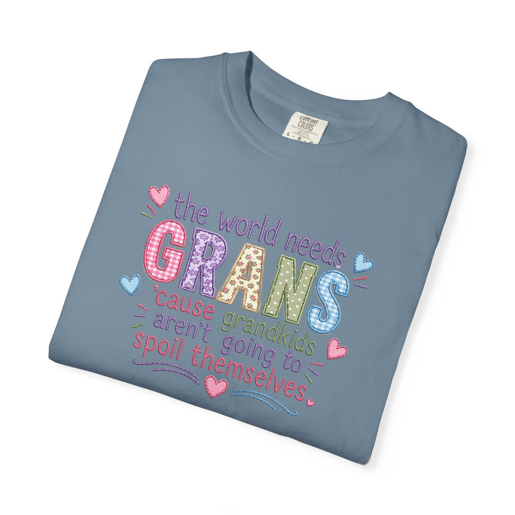 Grandparent T-Shirt - "The World Needs Grans" Cute Pastel Grandkids Gift Tee