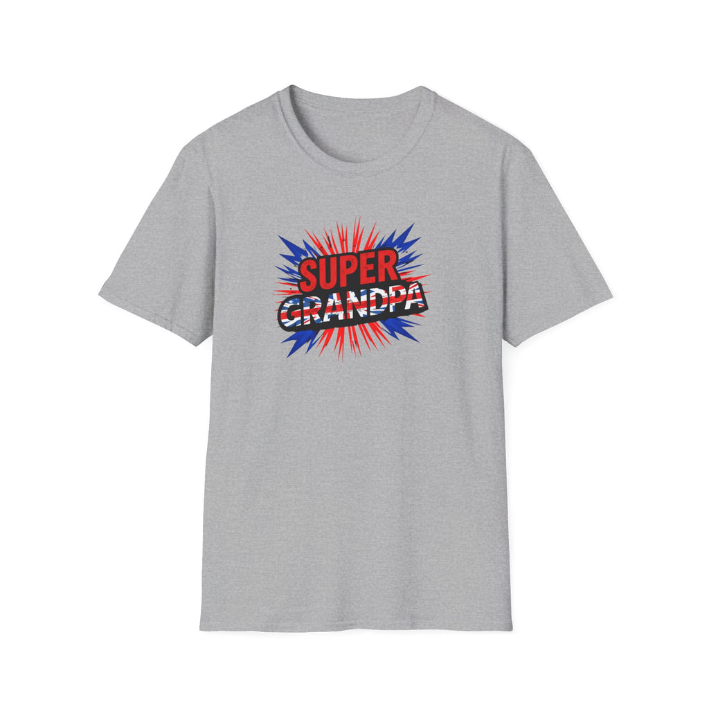 Super Grandpa T-Shirt Union Jack/England themed – Retro Comic Style Father’s Day Gift for Grandfathers
