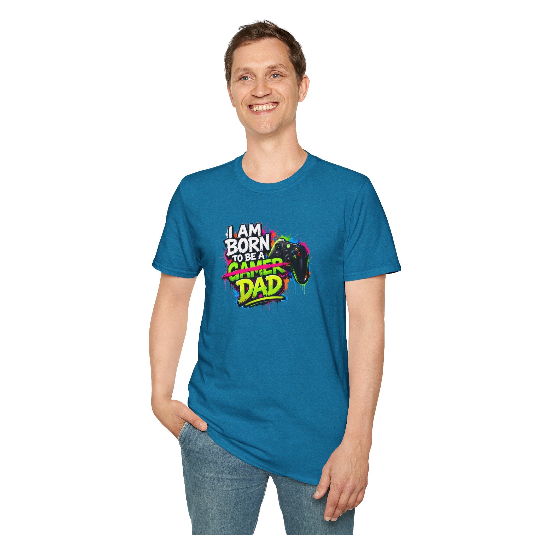 "I Am Born To Be A Gamer Dad" Neon T‑Shirt