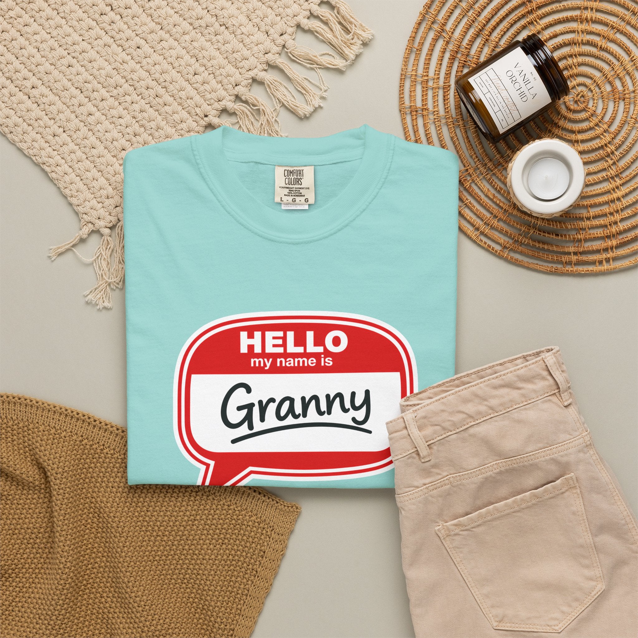 Hello My Name Is Granny T-Shirt - Funny Grandma Gift, Retro Name Badge Tee