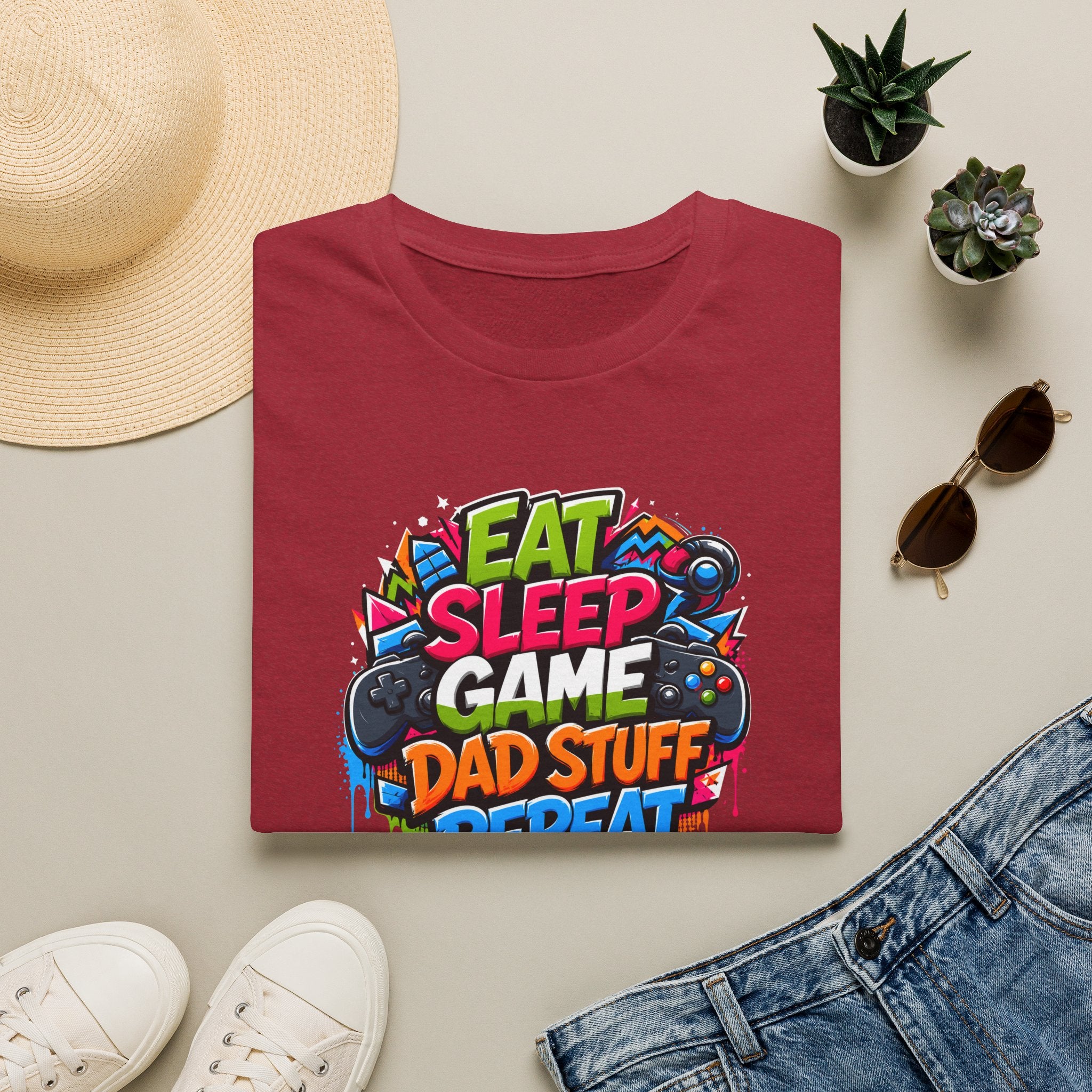Eat Sleep Game Dad Stuff Repeat T-Shirt