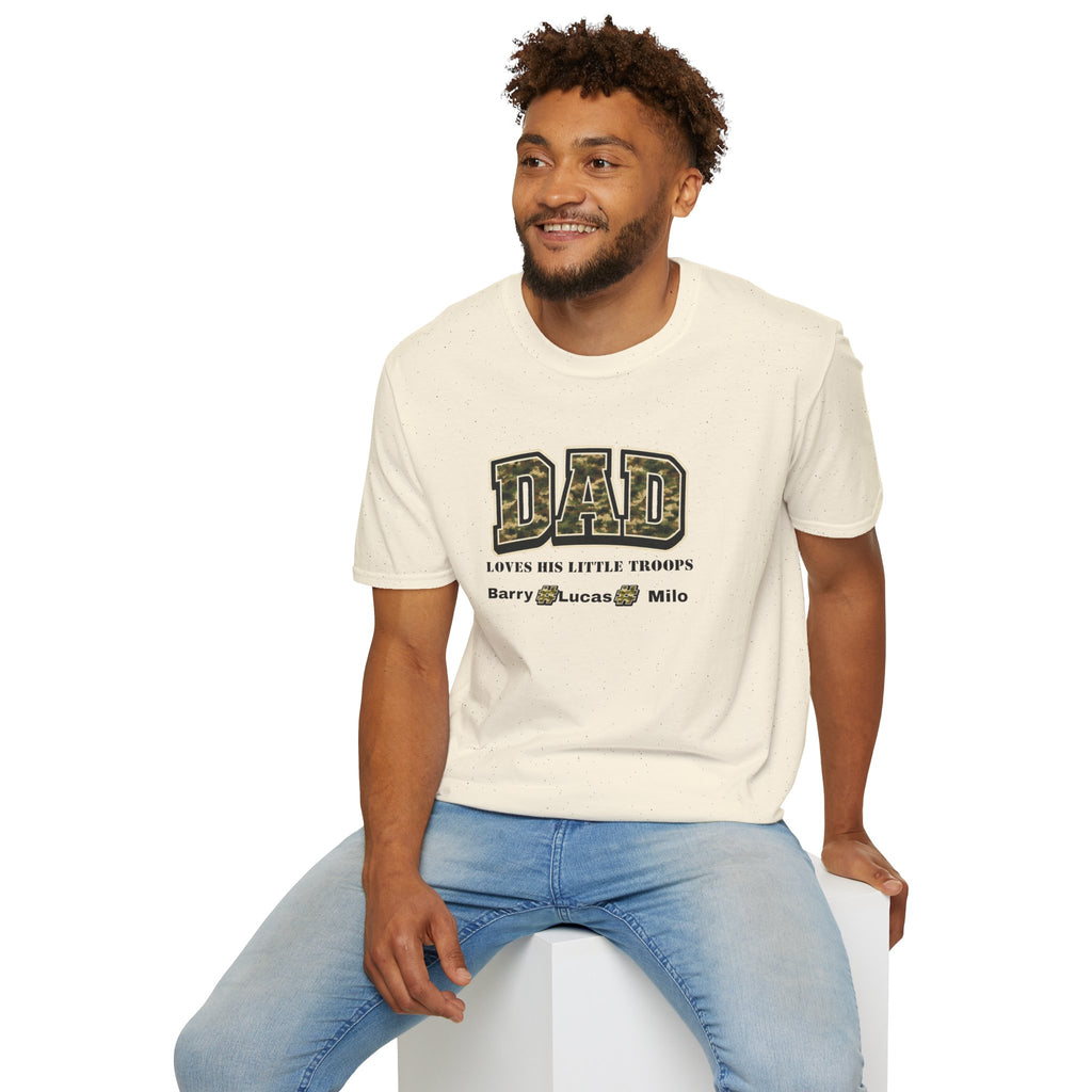 Dad Loves His Little Troops Camo T-Shirt — Personalized Kids' Names