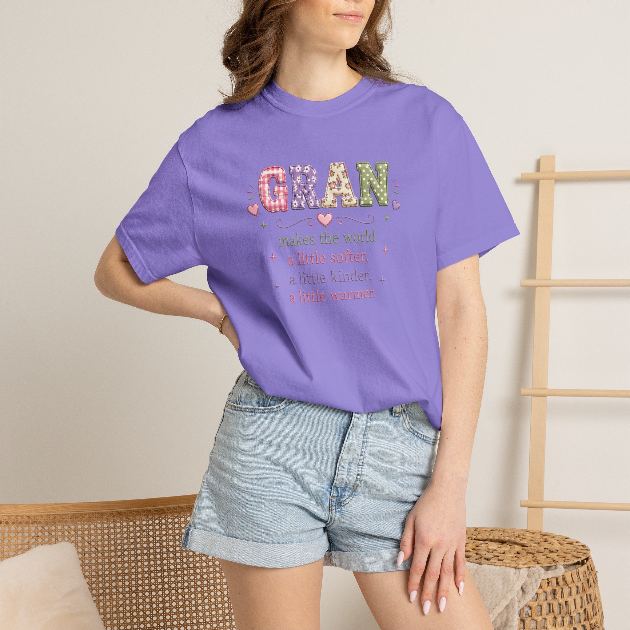 Gran Makes the World Softer T-Shirt – Gift for Grandma, Floral Vintage Lettering