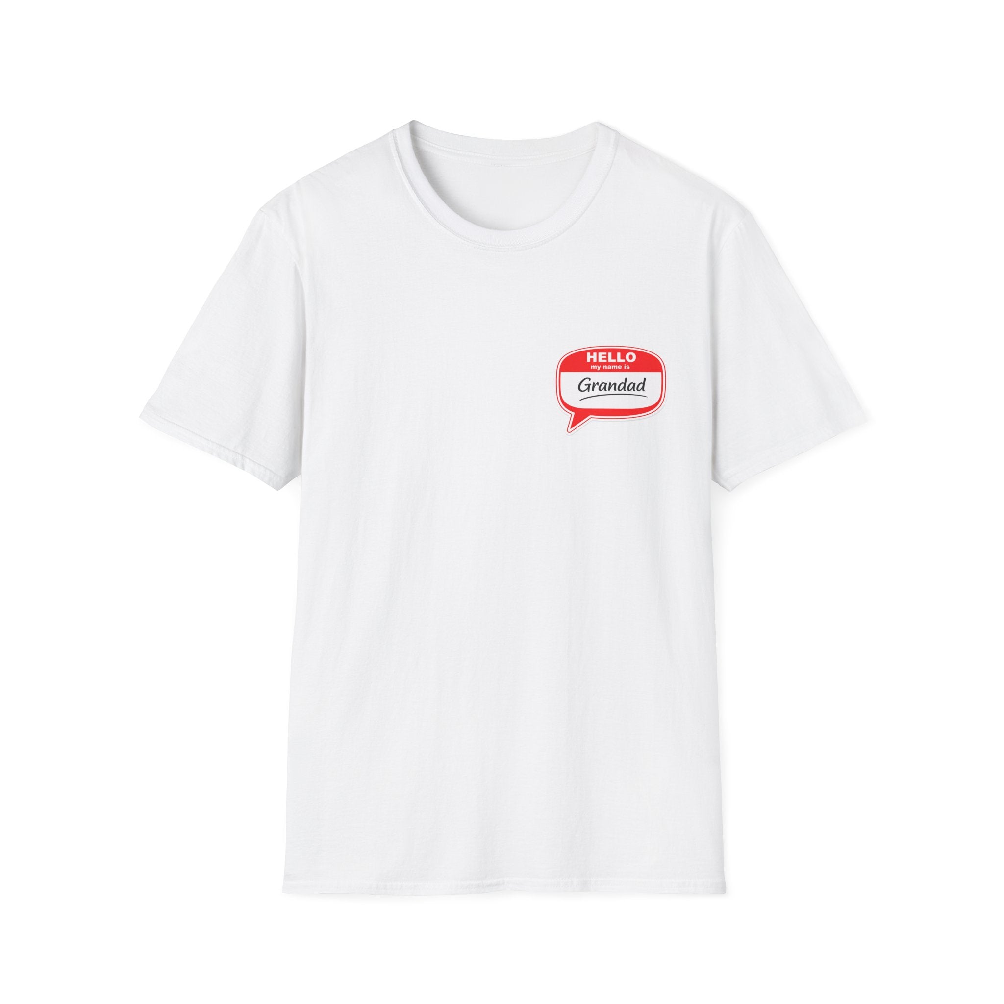 Grandad Name Badge T-Shirt — "Hello, Grandad!" Chest Logo