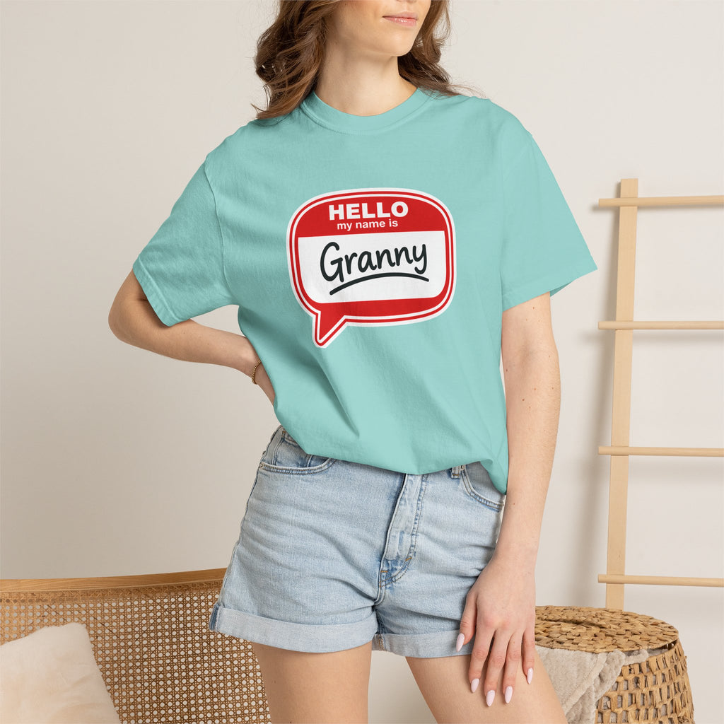 Hello My Name Is Granny T-Shirt - Funny Grandma Gift, Retro Name Badge Tee