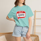 Hello My Name Is Granny T-Shirt - Funny Grandma Gift, Retro Name Badge Tee