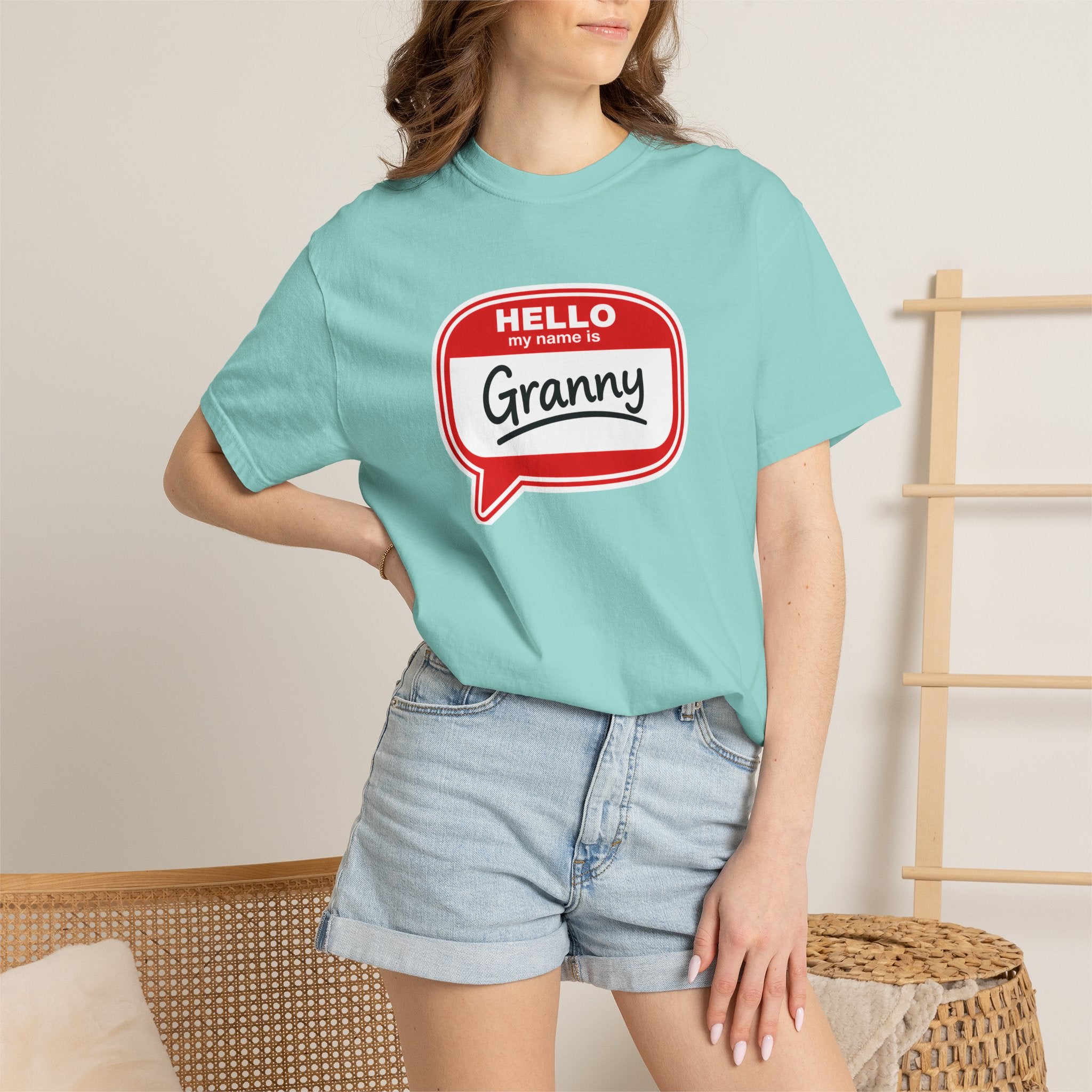Hello My Name Is Granny T-Shirt - Funny Grandma Gift, Retro Name Badge Tee