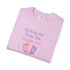 Pregnancy T-Shirt "Kicking Me From the Inside Out" — Cute Baby Footprint Maternity Tee