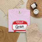 Hello My Name Is Gran T-Shirt – Funny Name Badge Tee for Grandmothers