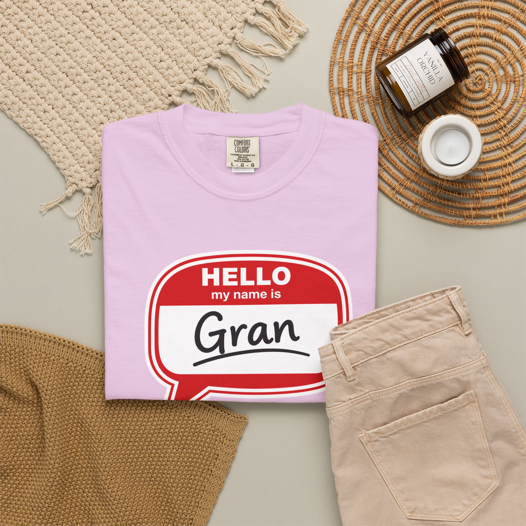 Hello My Name Is Gran T-Shirt – Funny Name Badge Tee for Grandmothers