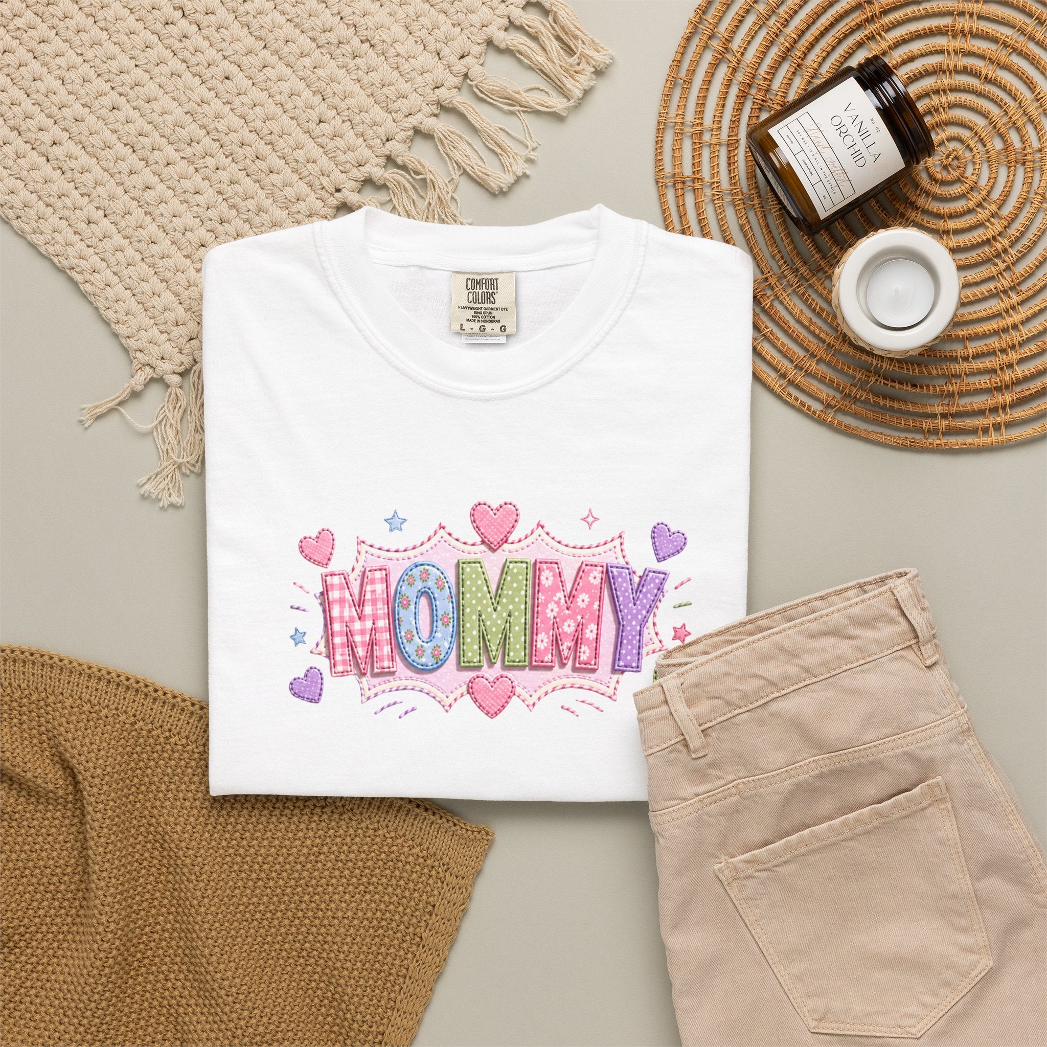 Mommy Hearts T‑Shirt — Cute Pastel 'MOMMY' Graphic Tee for Mother's Day & New Moms