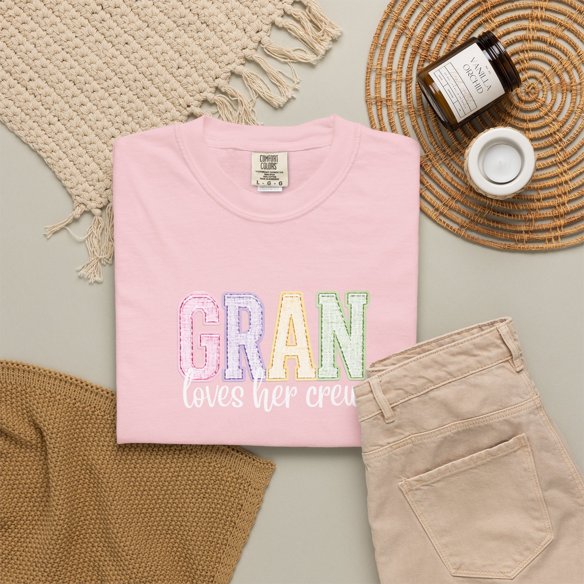 Gran Loves Her Crew T-Shirt — Pastel Grandma Shirt for Mother's Day & Family Gifts