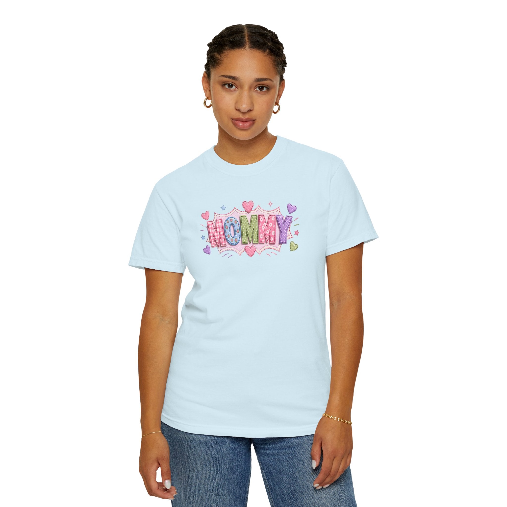 Mommy Hearts T‑Shirt — Cute Pastel 'MOMMY' Graphic Tee for Mother's Day & New Moms