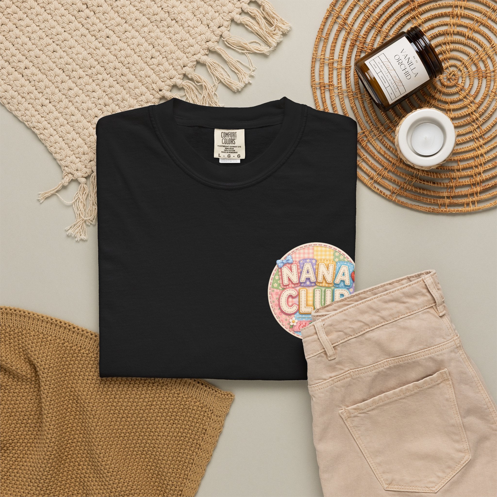 Nana Club T-Shirt — Retro Rainbow Badge Graphic