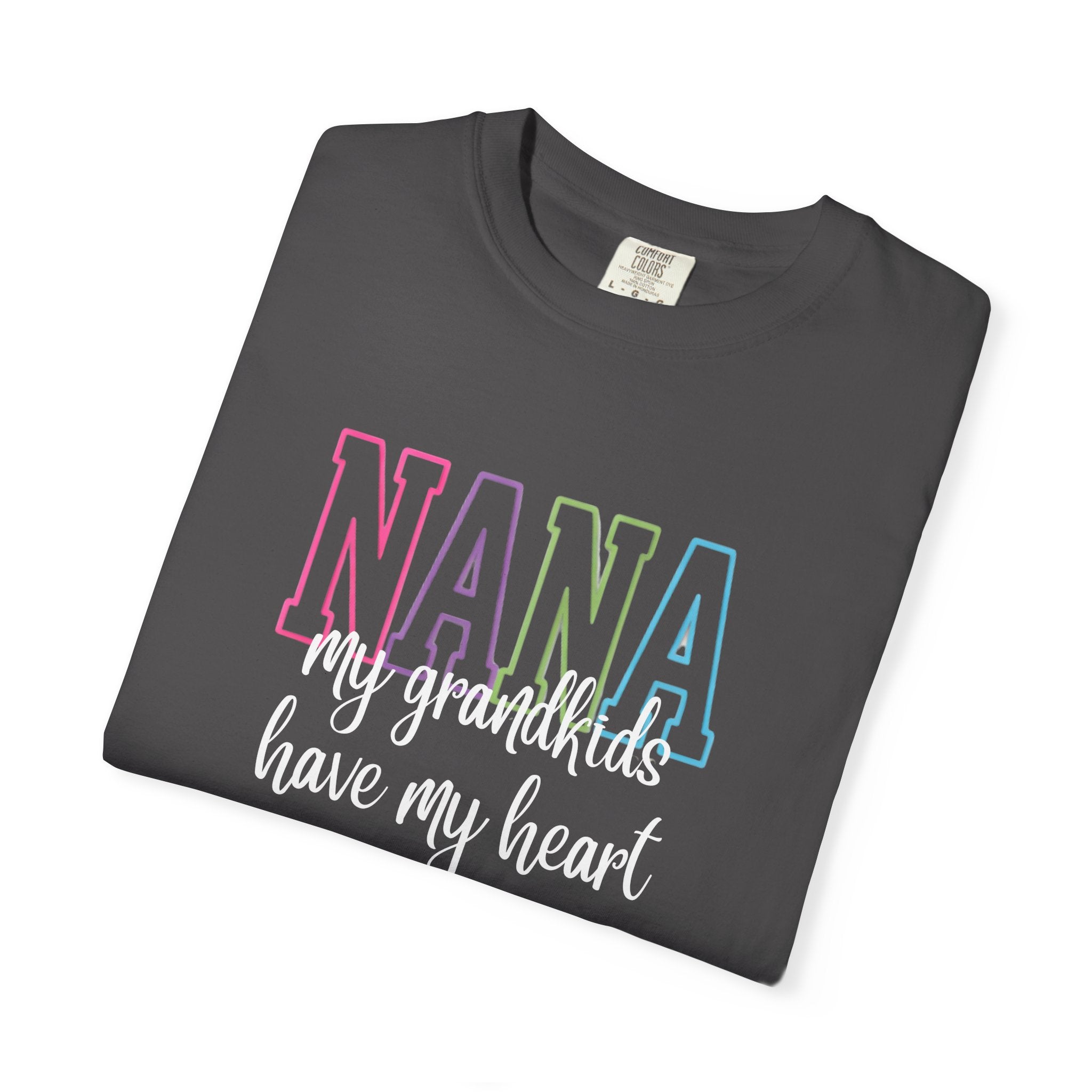 Nana Pastel Rainbow Tee — 'NANA' Floral Outline Grandma T-Shirt