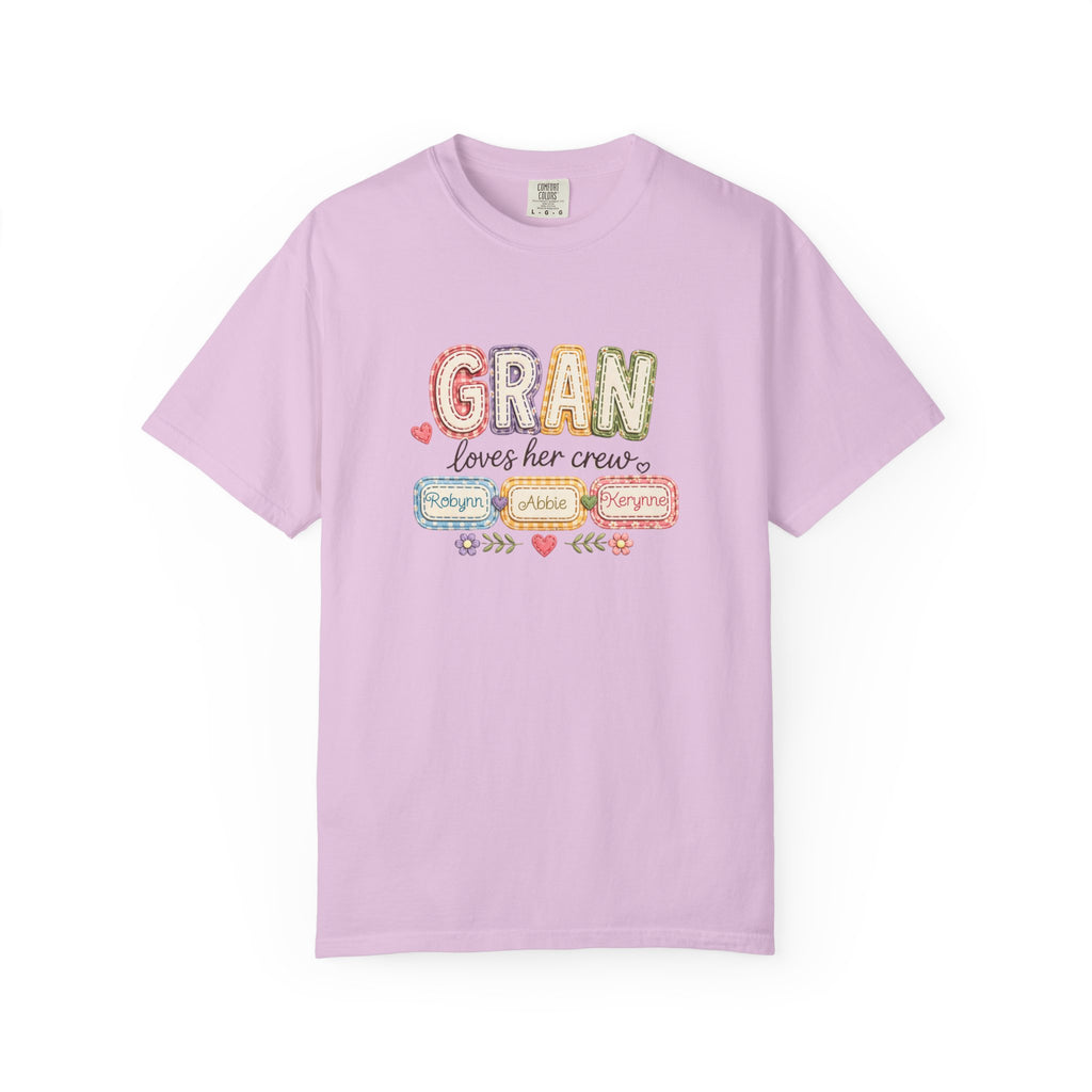 Gran Loves Her Crew T-Shirt — Personalized Grandma Family Names Tee