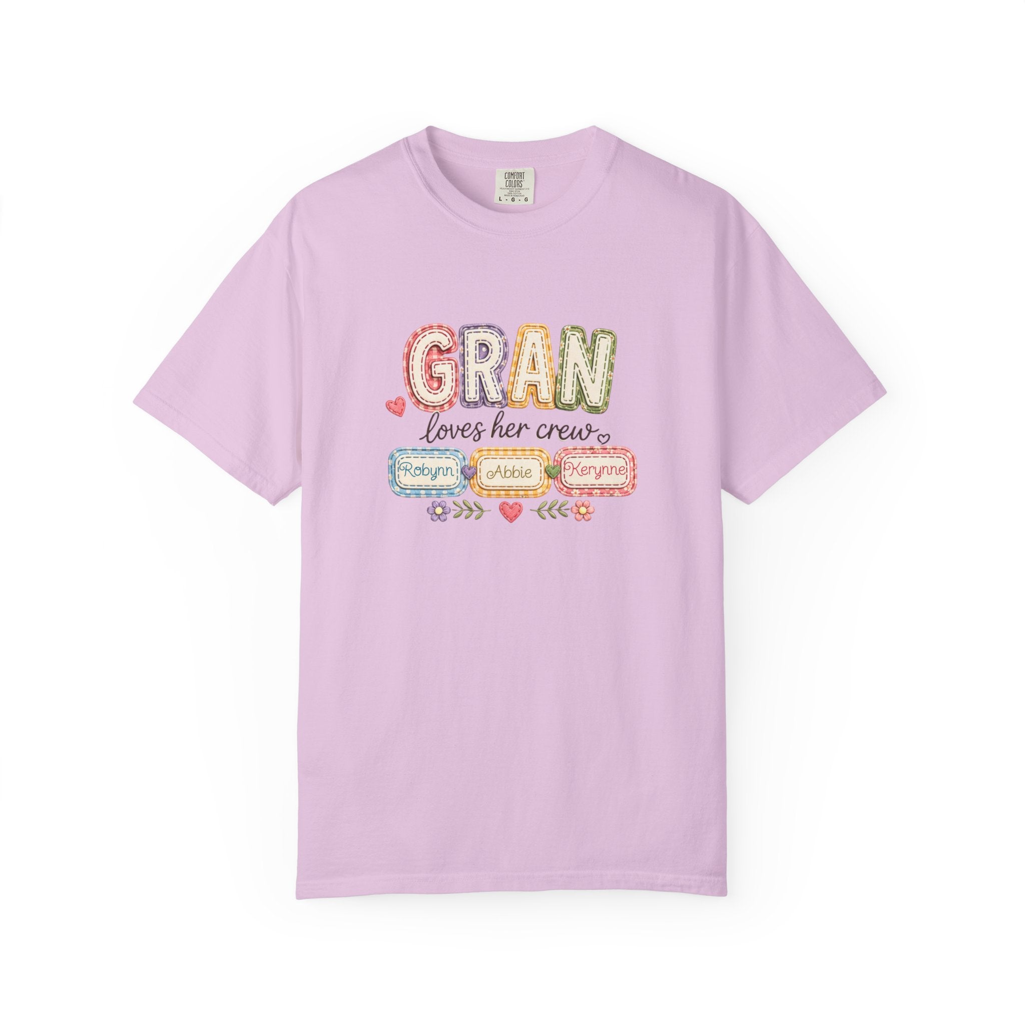 Gran Loves Her Crew T-Shirt — Personalized Grandma Family Names Tee