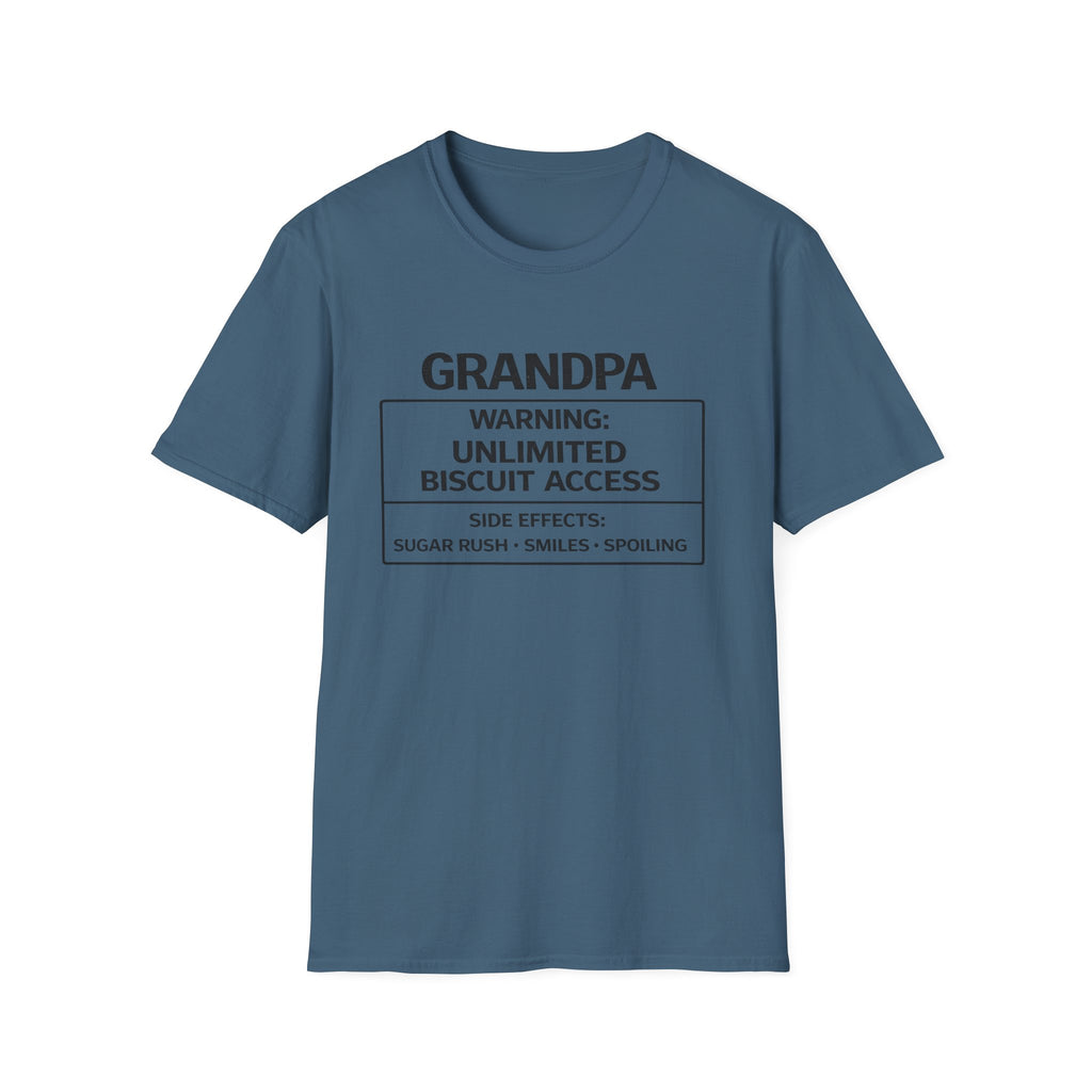 Grandpa Warning T-Shirt — "Unlimited Biscuit Access" Funny Grandpa Tee