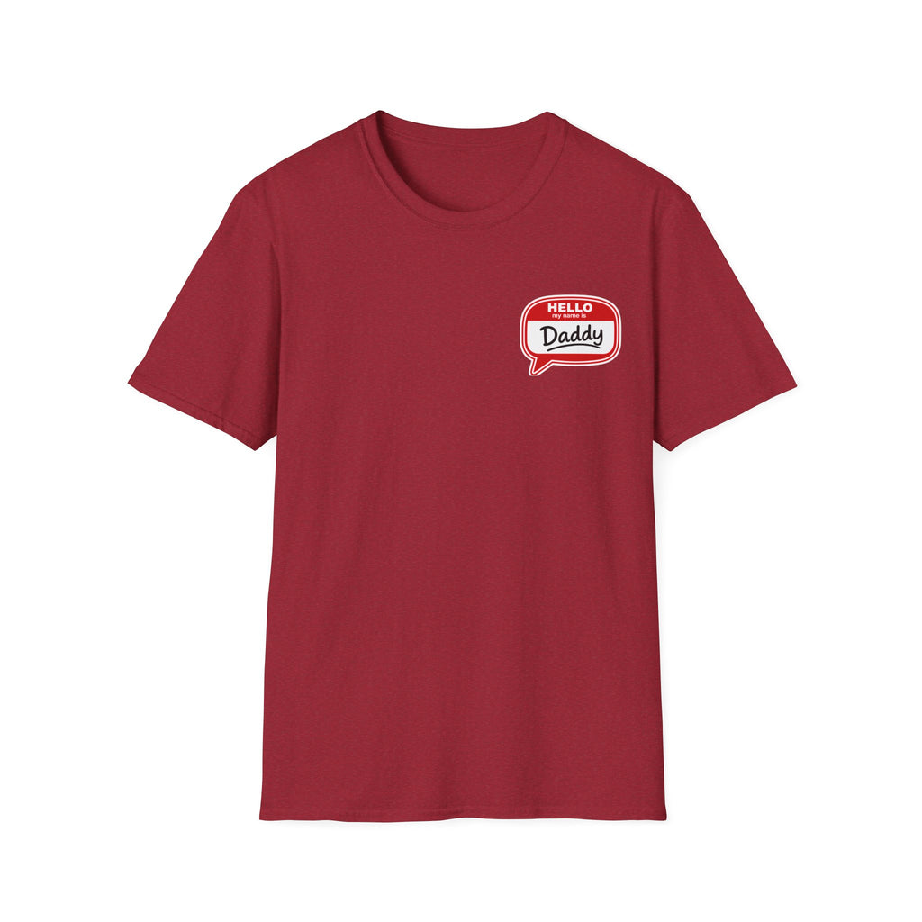 Daddy Name Tag T-Shirt - 'Hello Daddy' Retro Speech Bubble Tee
