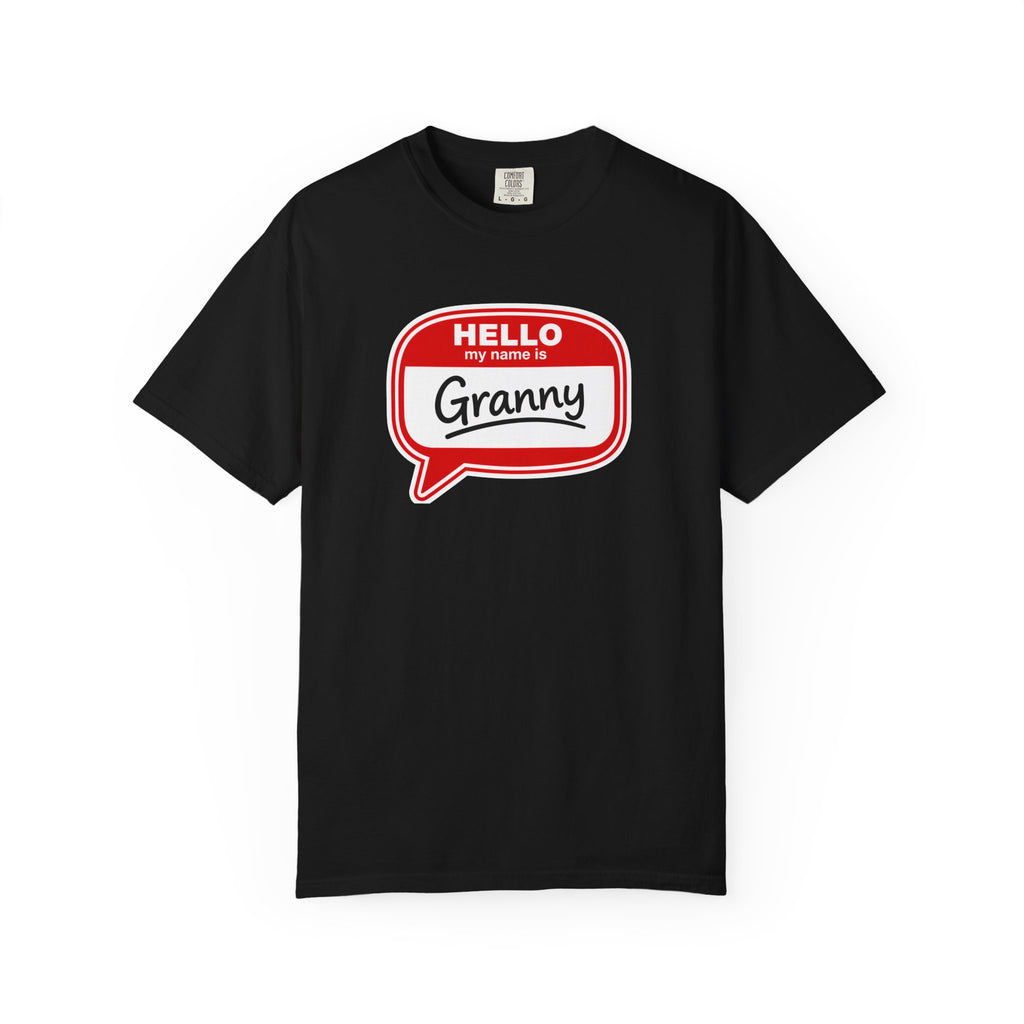 Hello My Name Is Granny T-Shirt - Funny Grandma Gift, Retro Name Badge Tee