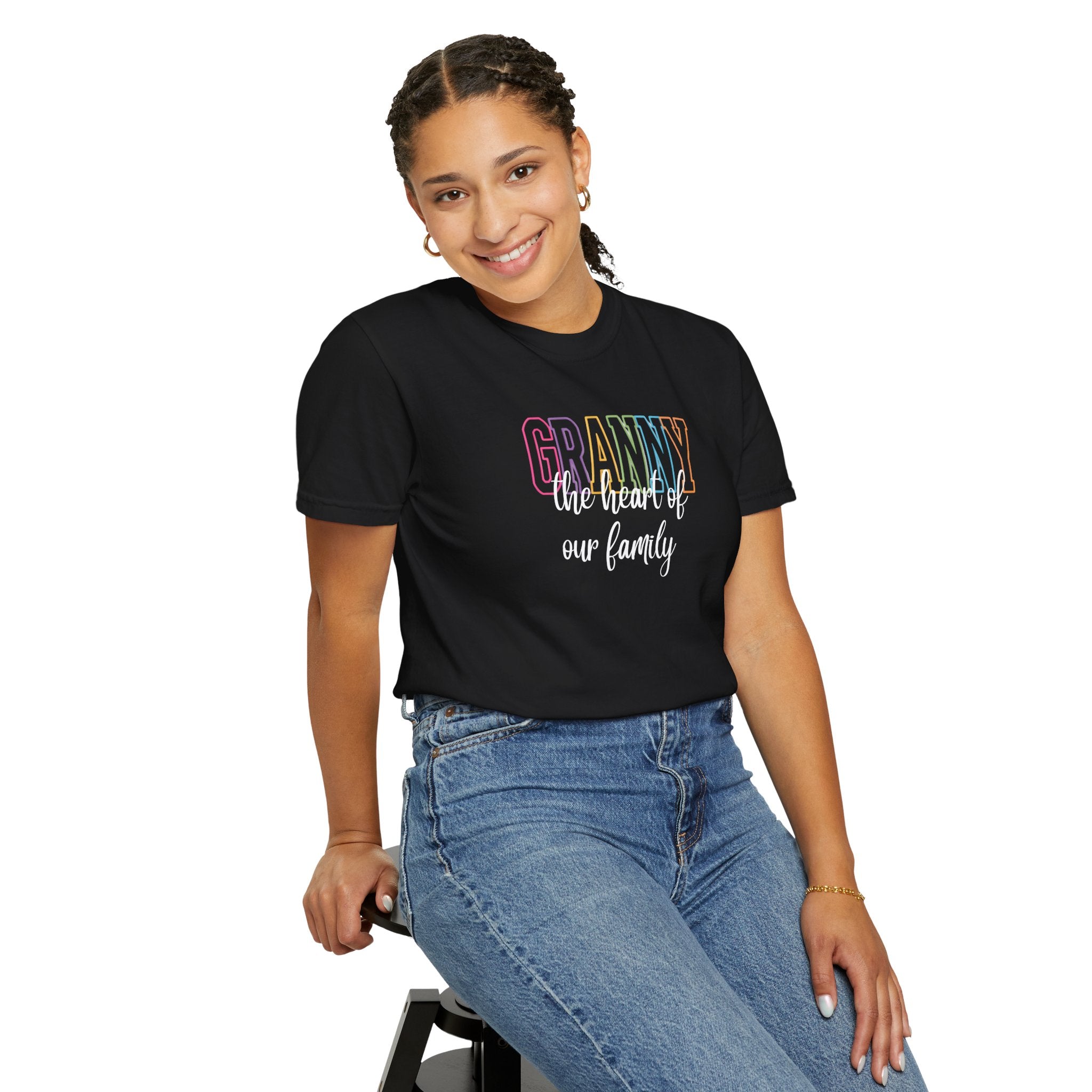 Grandma T-Shirt — "Grandma the Heart of Our Family" Pastel Comfort Tee