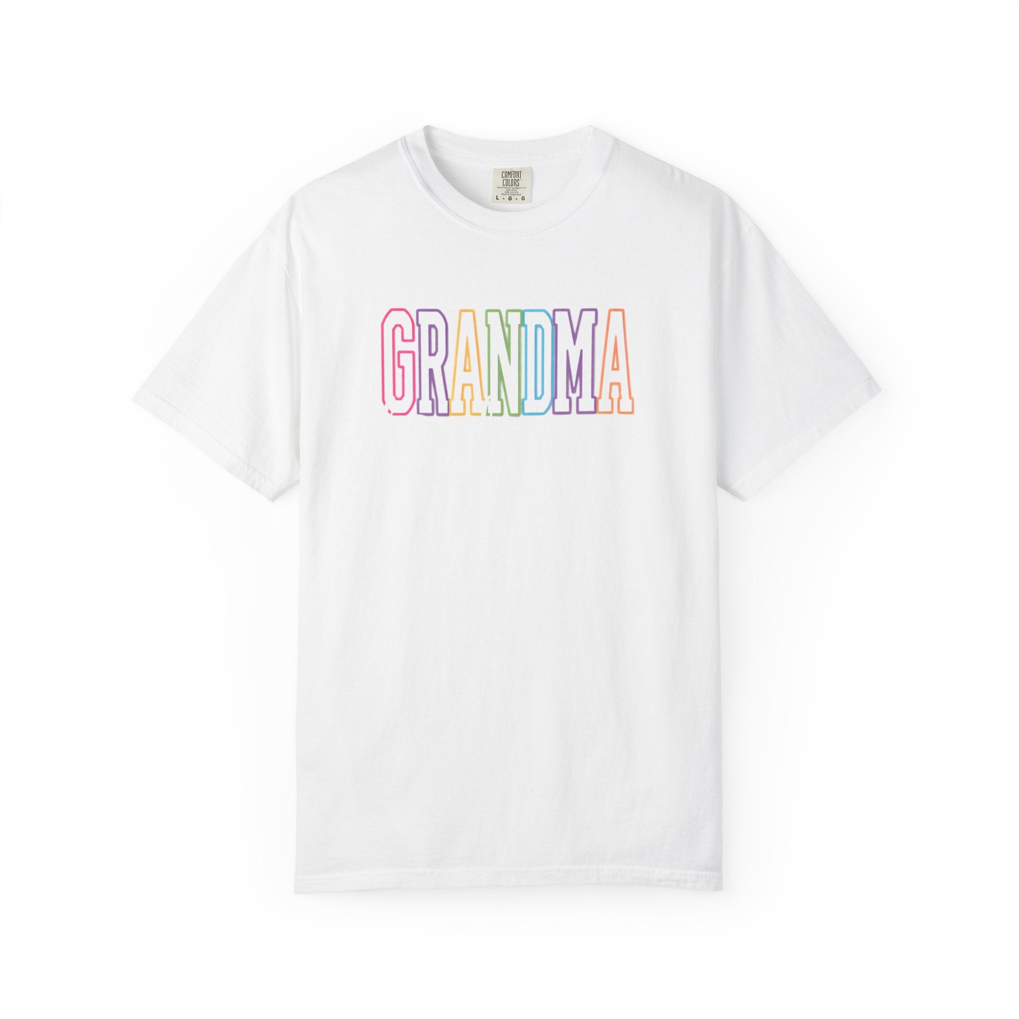 Grandma Pastel Rainbow T-Shirt — 'GRANDMA' Retro Lettering Tee
