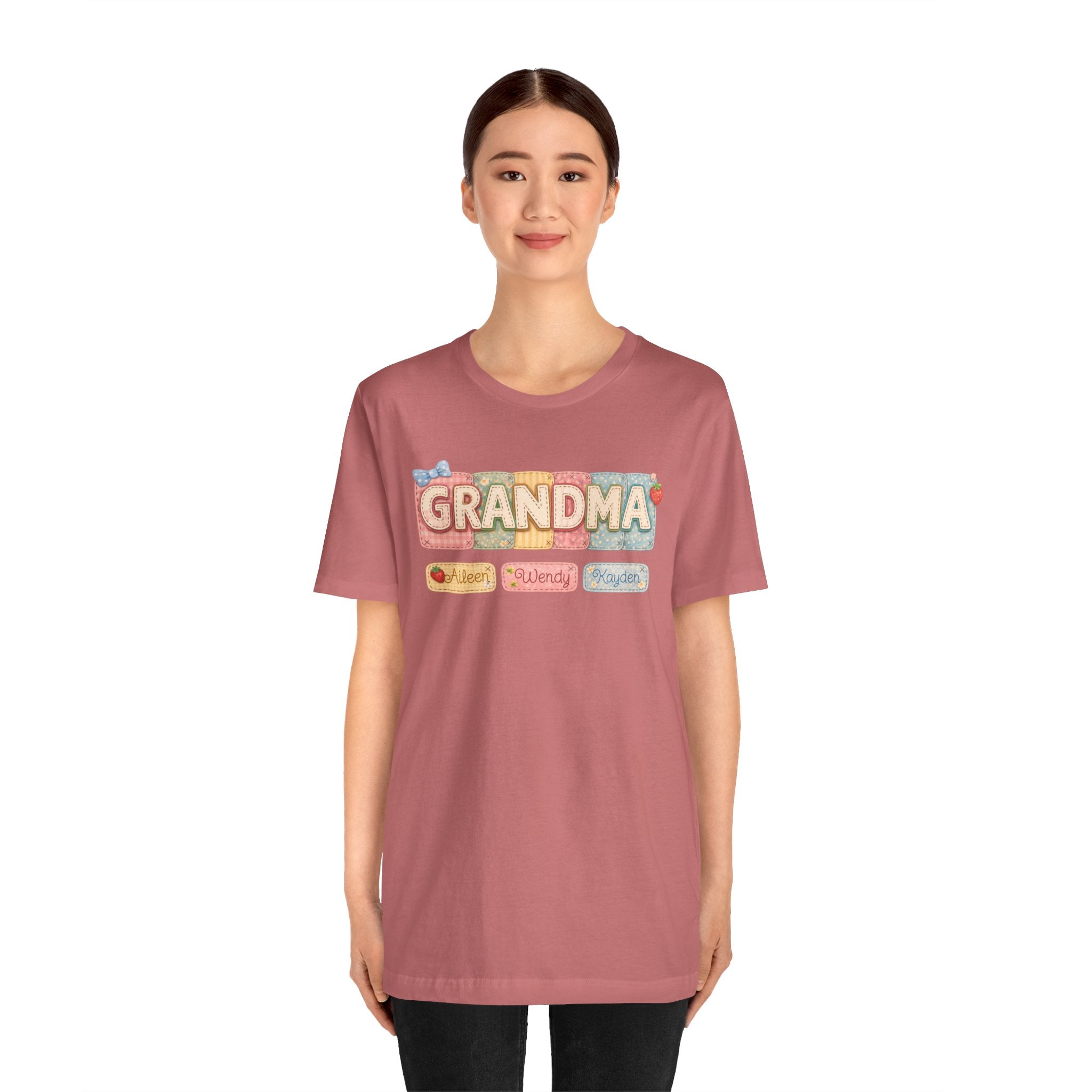 Grandma Floral Retro Tee — "Grandma" Names Design (Aileen • Wendy • Peyton)