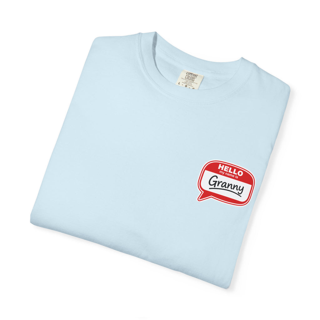T-Shirt — "Hello Granny" Retro Name Tag Tee
