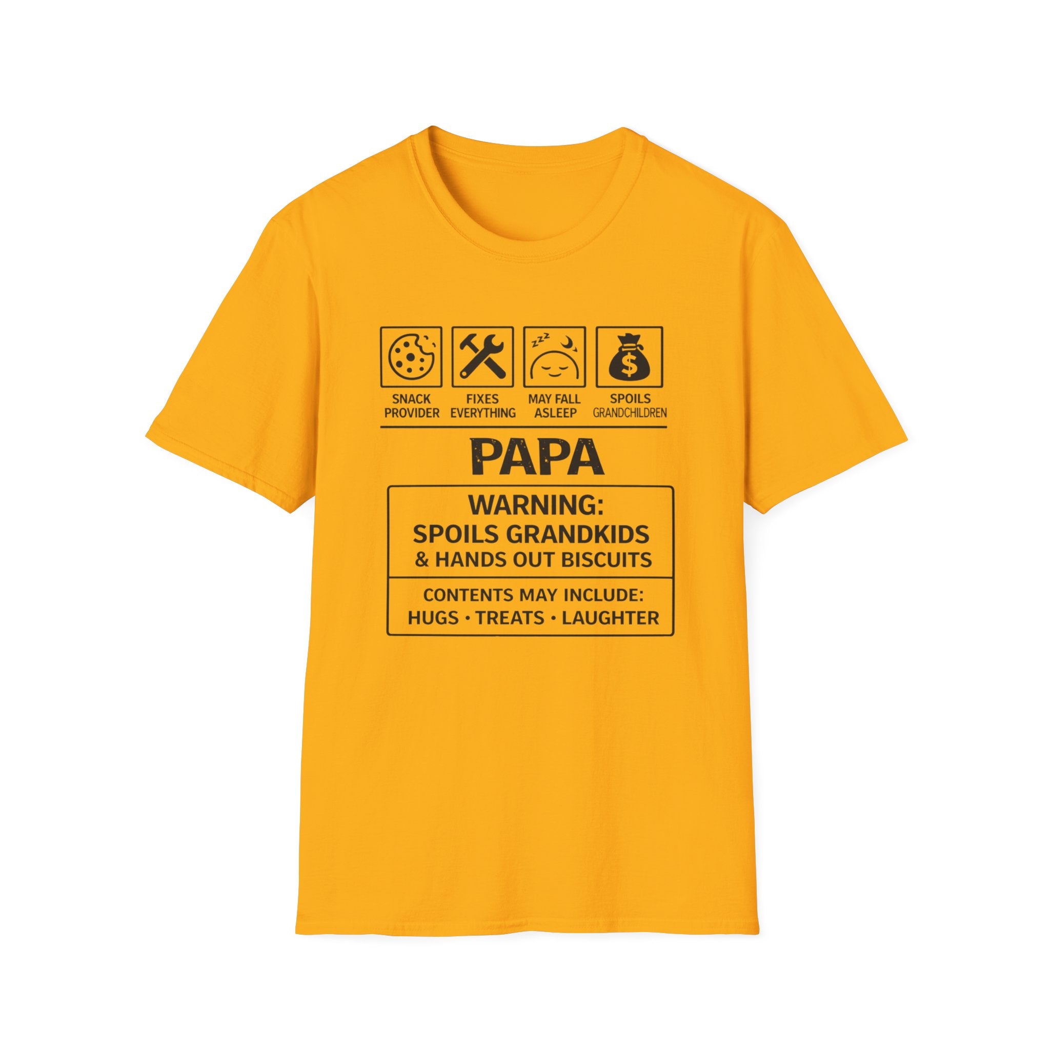 Papa Warning T-Shirt — Funny Grandpa Gift, 'Spoils Grandkids & Hands Out Biscuits' Tee