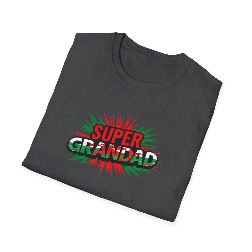 Super Grandad Welsh Flag/Wales themed T-Shirt — Retro Comic Style Father's Day Gift