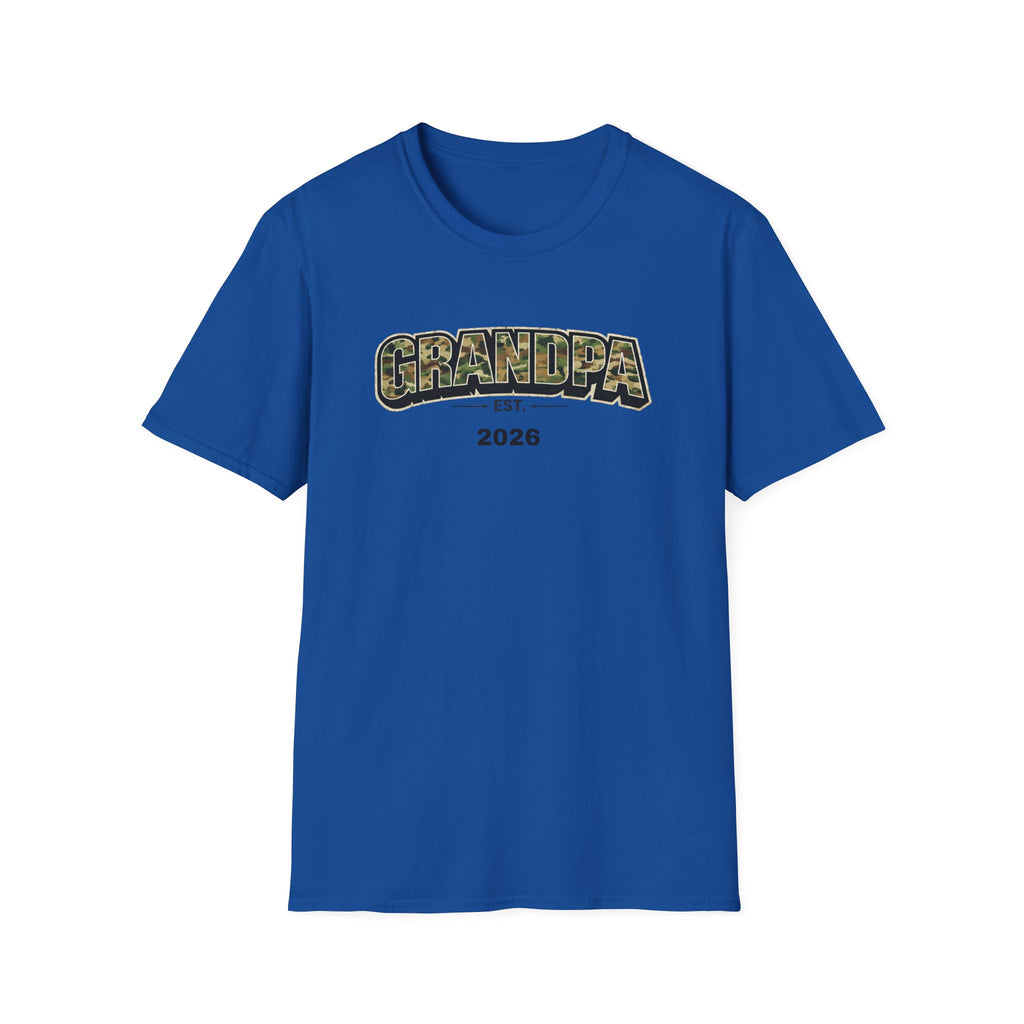 Grandpa T-Shirt – Camo 'Grandpa' Design with EST. 2026 – New Grandpa Gift