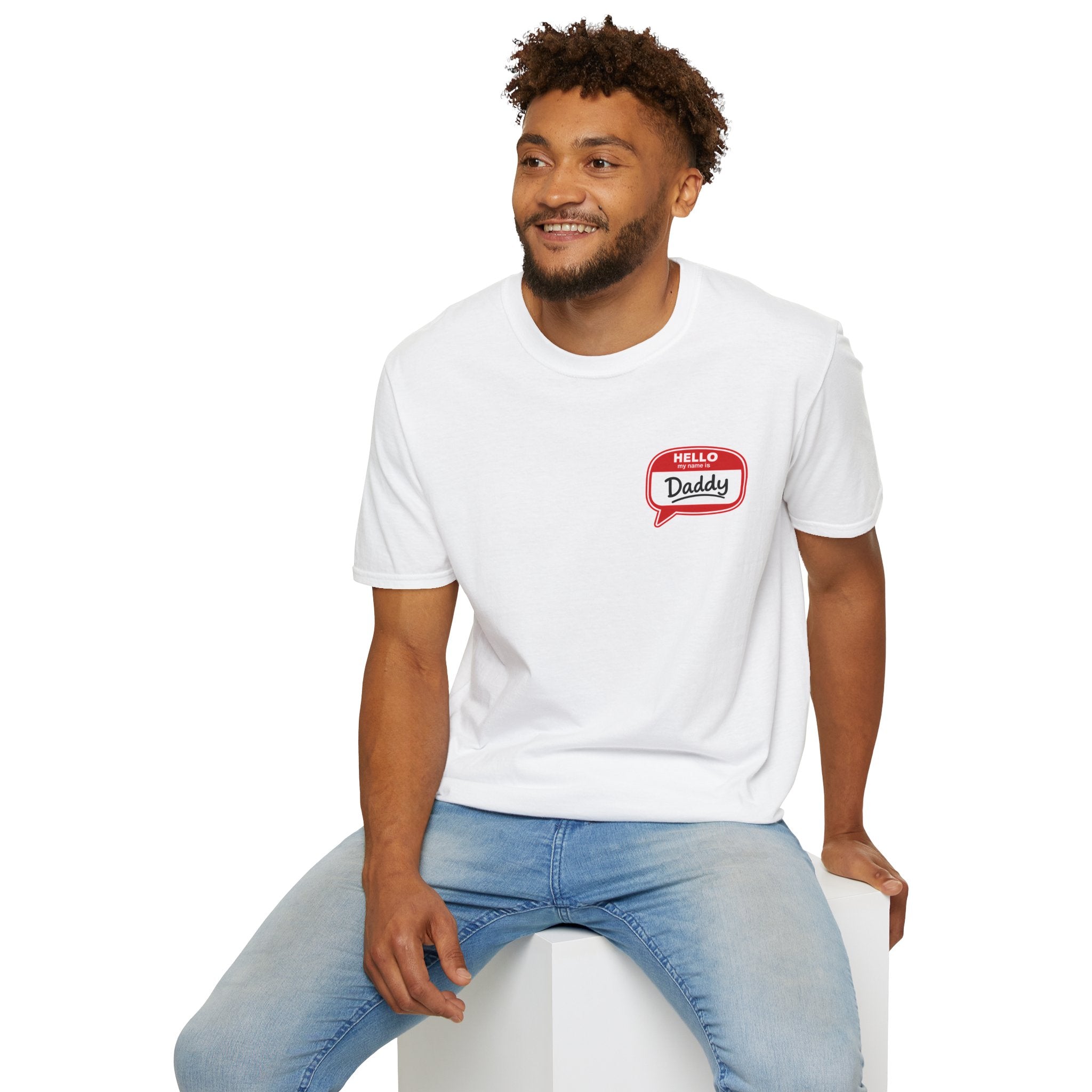 Daddy Name Tag T-Shirt - 'Hello Daddy' Retro Speech Bubble Tee