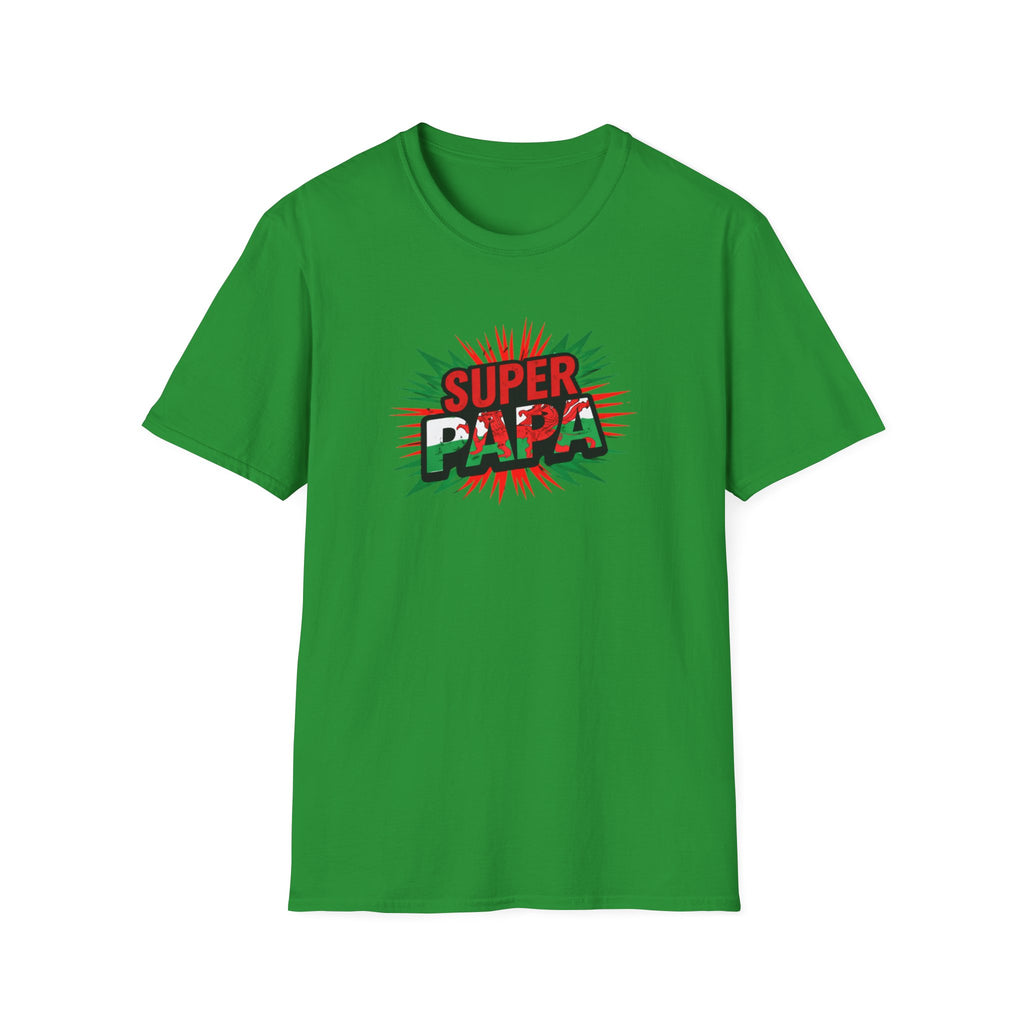 Super Papa Welsh Flag/ Wales themed Graphic T-Shirt — Father’s Day Comic-Style Dad Shirt