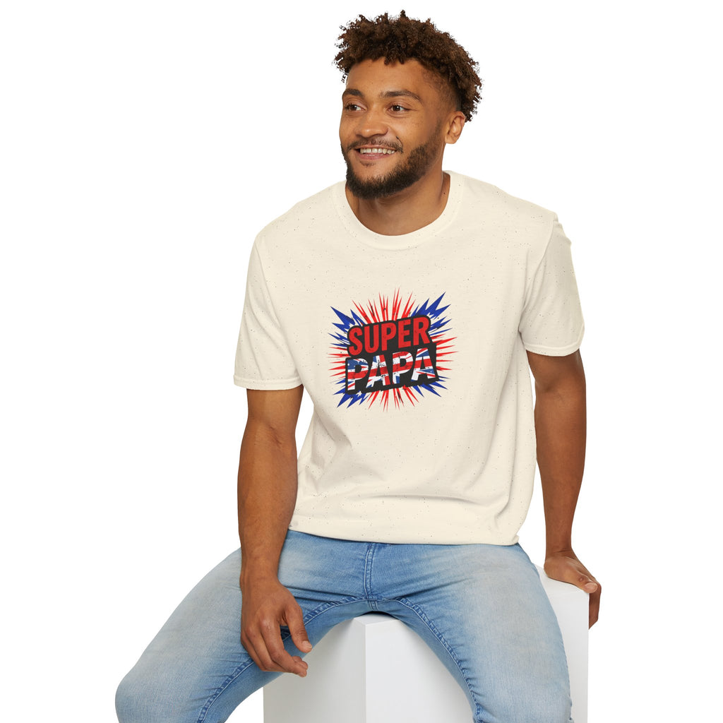 T-Shirt — "Super Papa" Union Jack/England themed Retro Comic Dad Shirt (Father's Day Gift)