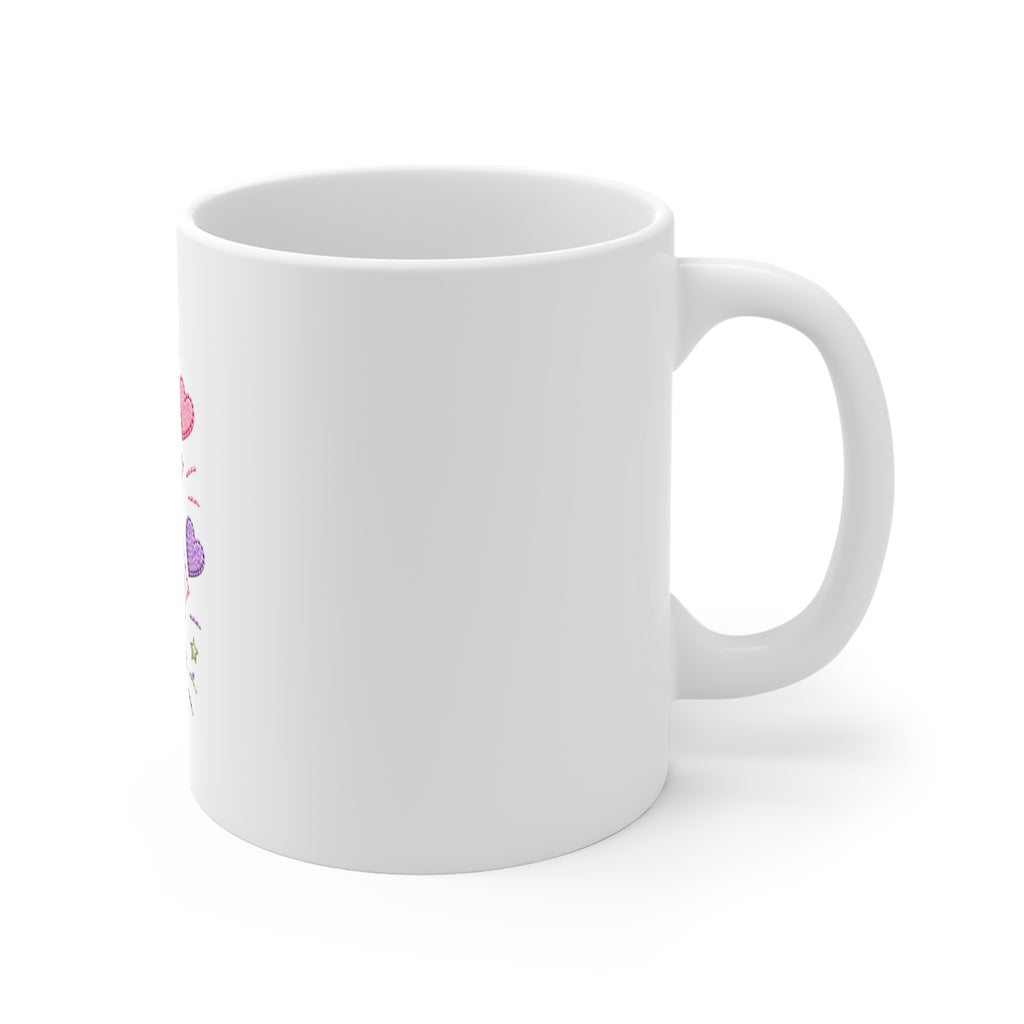 Mug - 'Mum Power' Colorful Patchwork Hearts Coffee Cup