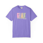 Gran Floral Script T-Shirt — "the heart of my family" Sage Garment-Dyed Tee