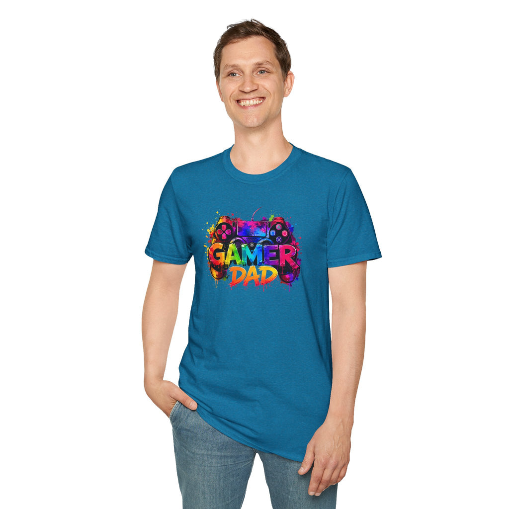 Gamer Dad Colourful Controller Design T-Shirt