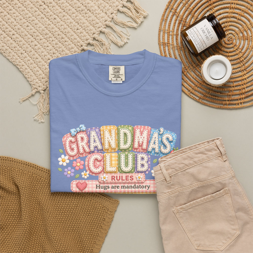 Grandma's Club T-Shirt — Cute Floral 'Grandma's Club' Rules Tee
