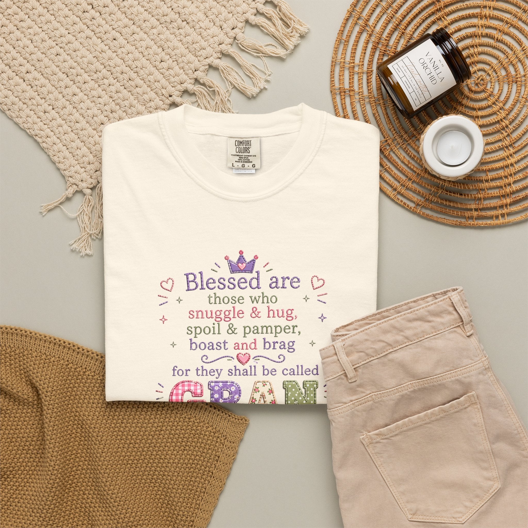 Gran Blessings T-Shirt — "Blessed are those who snuggle & hug... called GRAN"