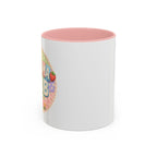 Cute 'Grandma Club' Accent Coffee Mug — Pink Interior & Handle, Floral Heart Design