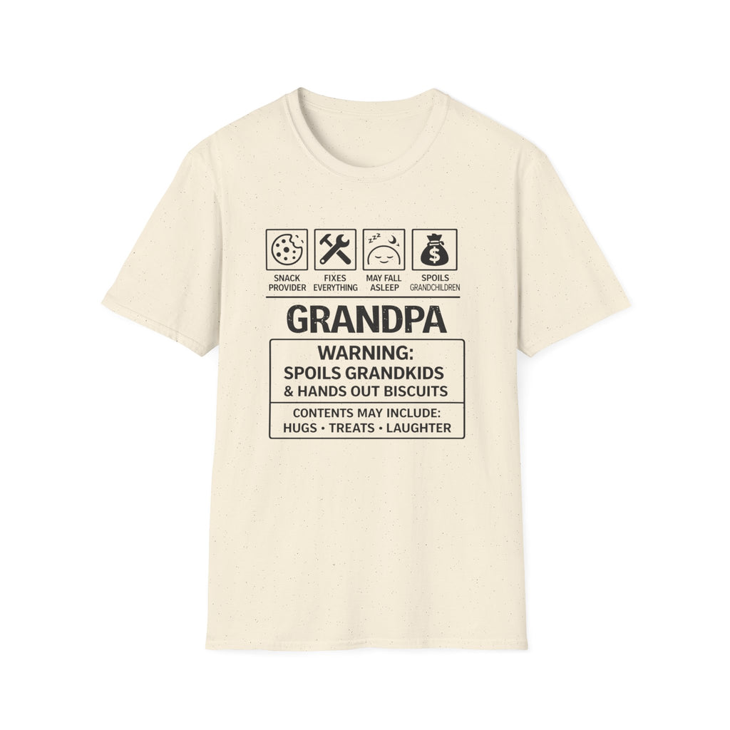 Grandpa Warning T-Shirt — "Spoils Grandkids & Hands Out Biscuits" Funny Grandpa Gift