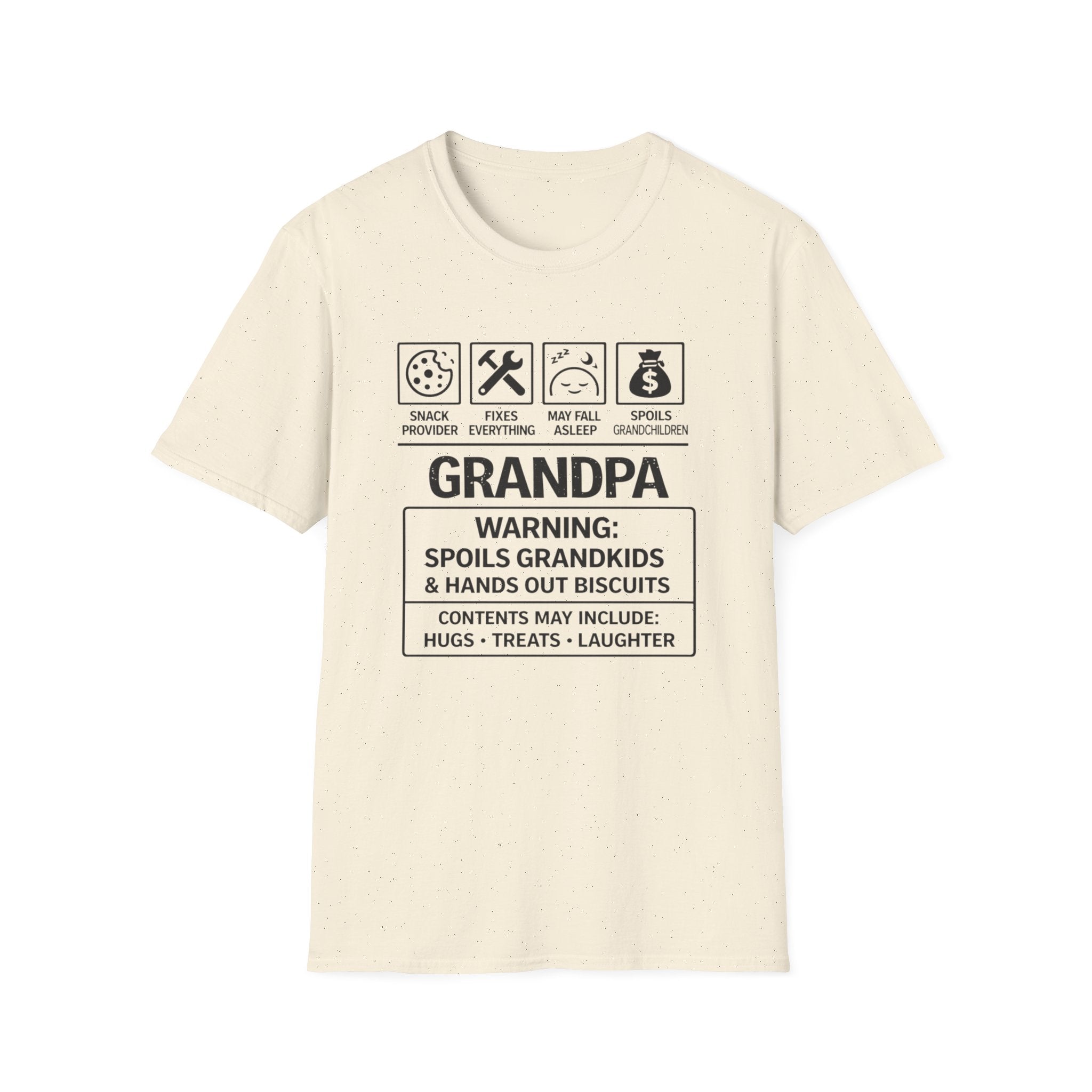 Grandpa Warning T-Shirt — "Spoils Grandkids & Hands Out Biscuits" Funny Grandpa Gift