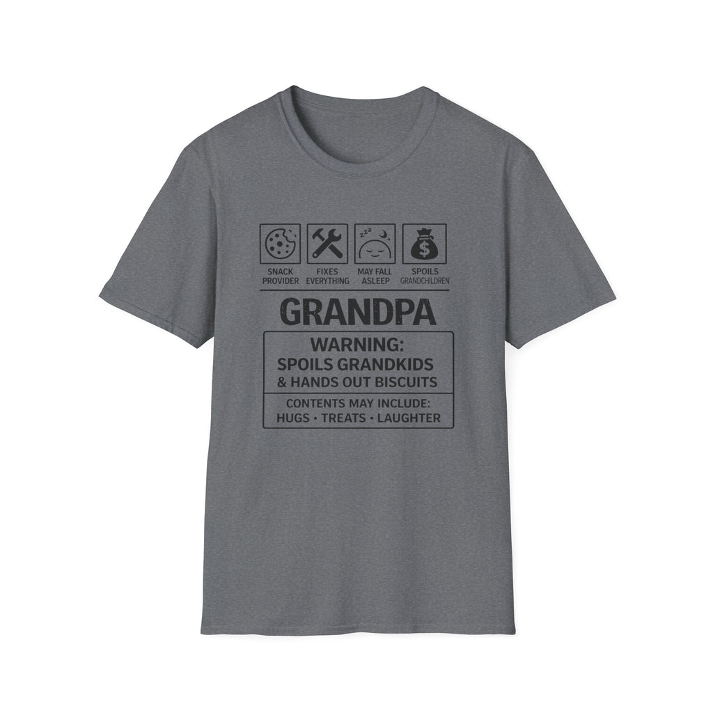 Grandpa Warning T-Shirt — "Spoils Grandkids & Hands Out Biscuits" Funny Grandpa Gift