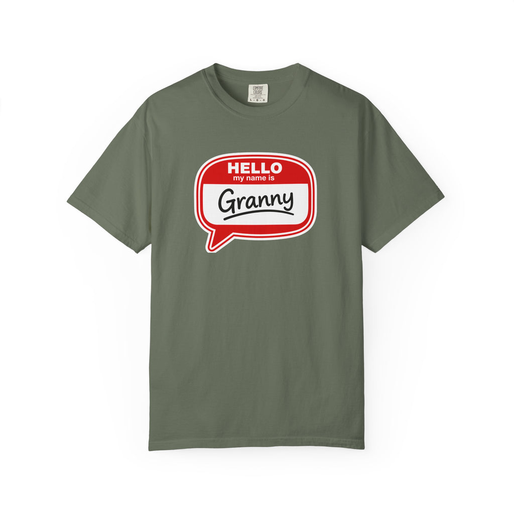 Hello My Name Is Granny T-Shirt - Funny Grandma Gift, Retro Name Badge Tee