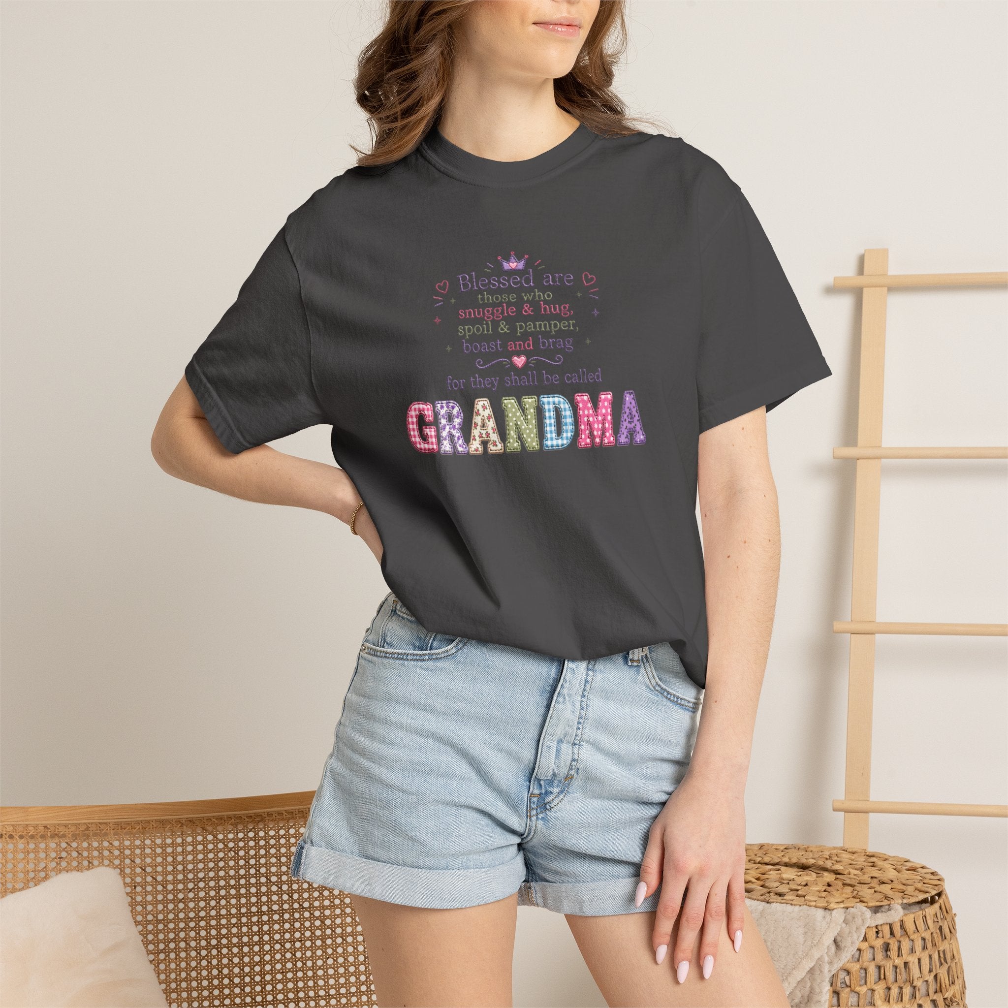 Grandma Floral Scripture T-Shirt — Blessed Are Those Who Are Pure in Heart