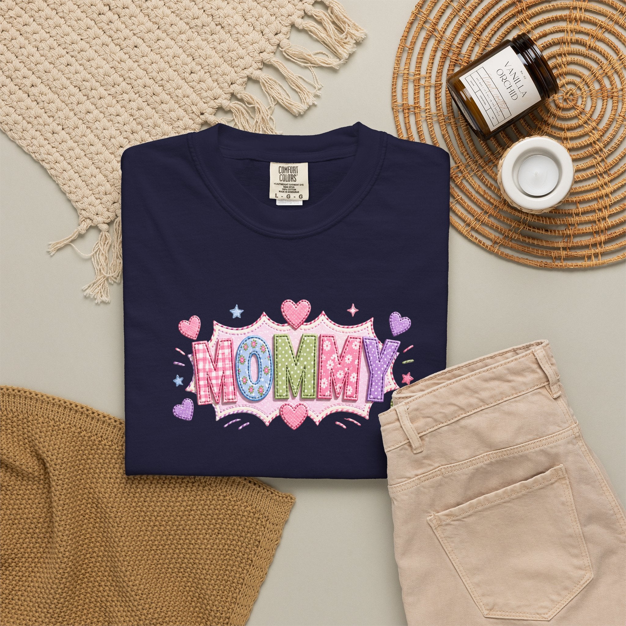 Mommy Hearts T‑Shirt — Cute Pastel 'MOMMY' Graphic Tee for Mother's Day & New Moms