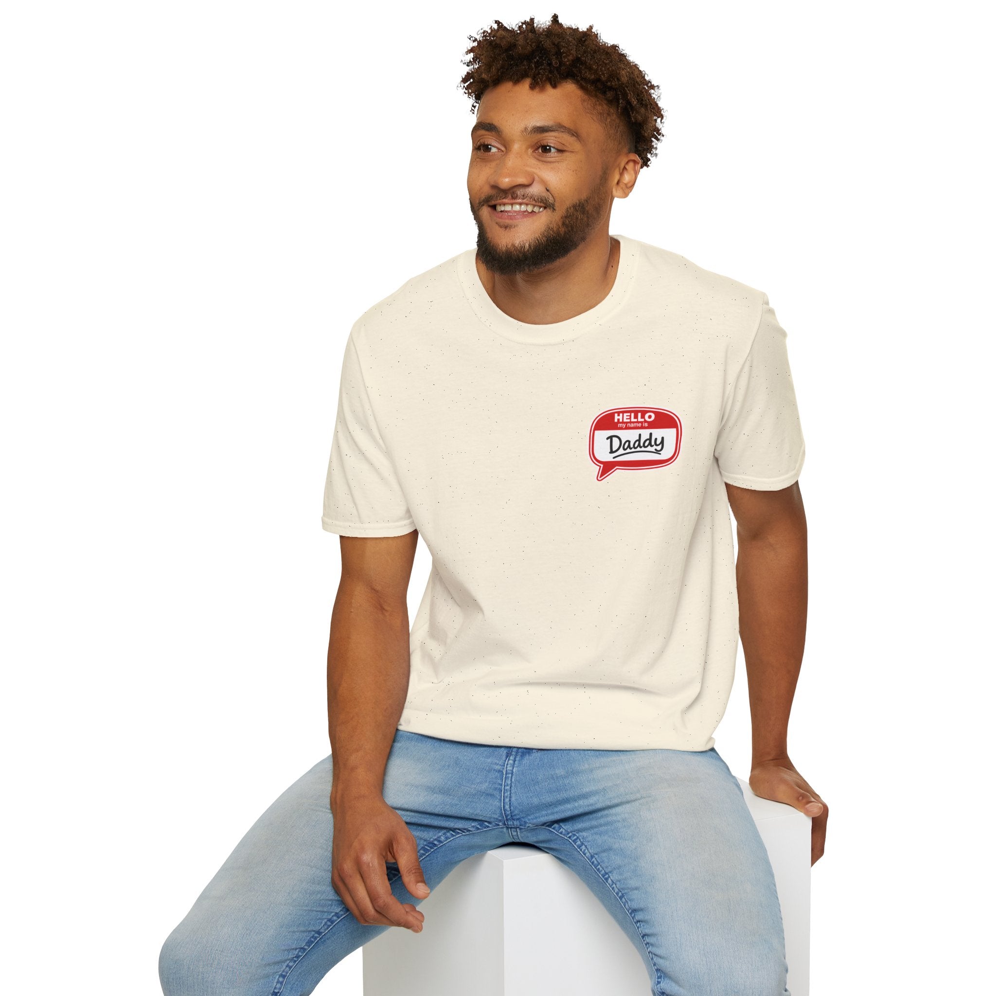 Daddy Name Tag T-Shirt - 'Hello Daddy' Retro Speech Bubble Tee