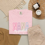 Nana Pastel Rainbow Tee — 'NANA' Floral Outline Grandma T-Shirt