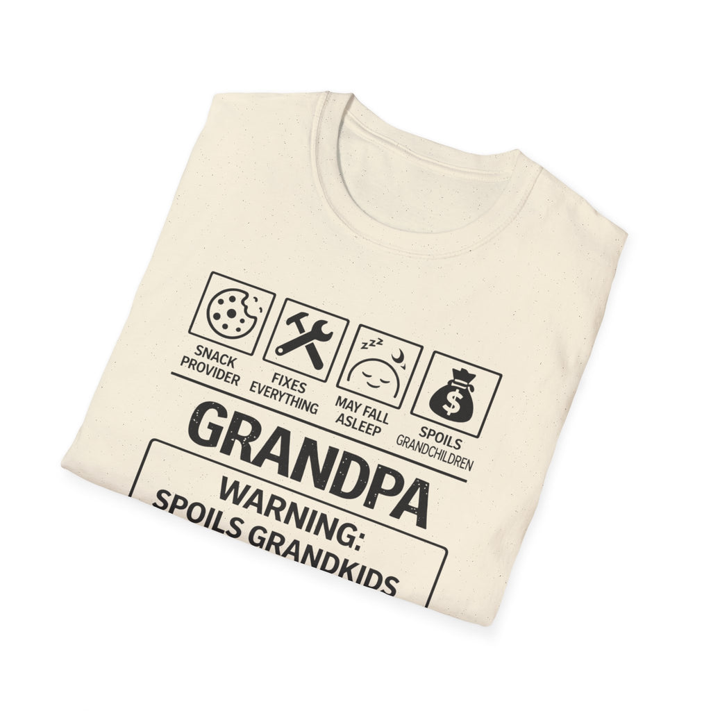Grandpa Warning T-Shirt — "Spoils Grandkids & Hands Out Biscuits" Funny Grandpa Gift