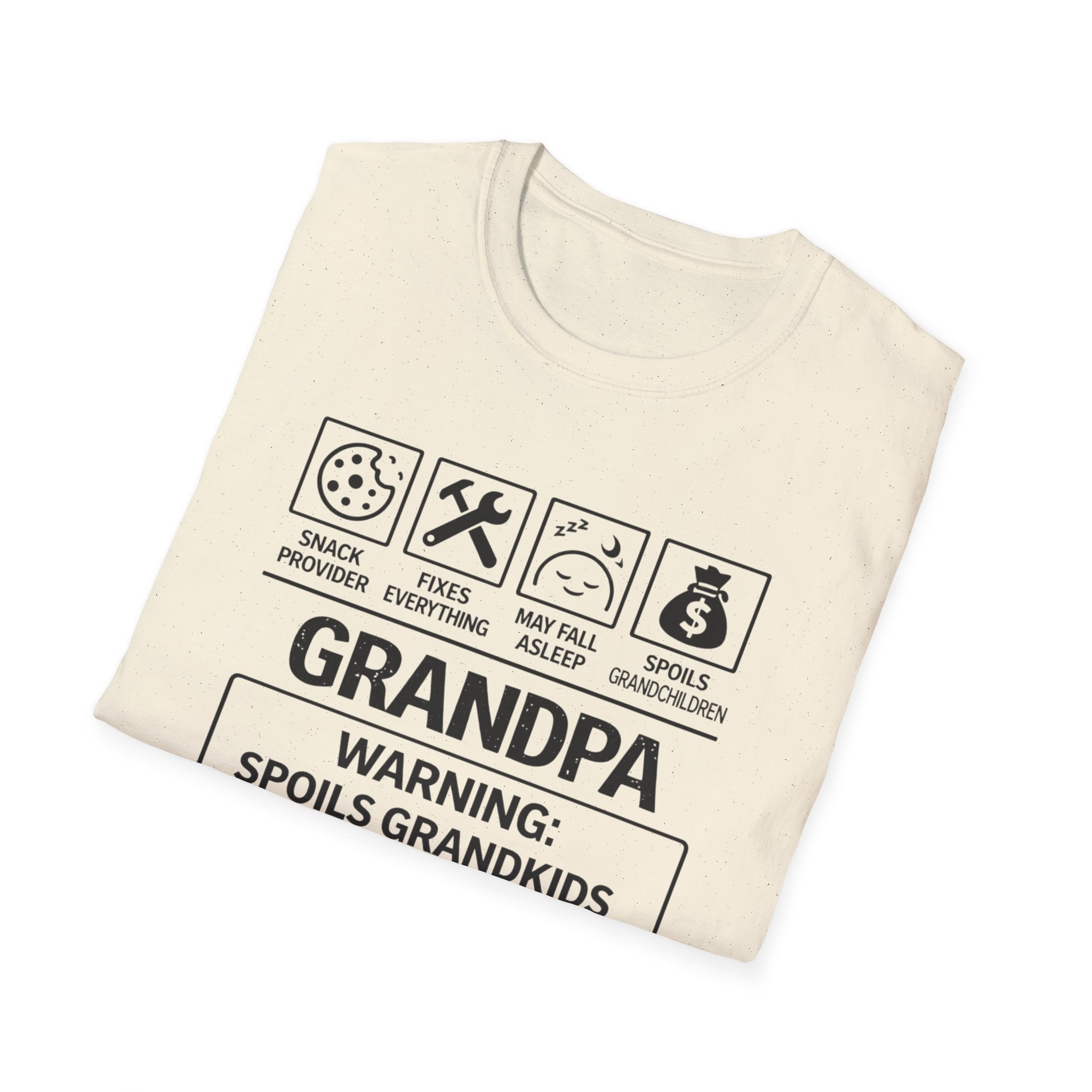Grandpa Warning T-Shirt — "Spoils Grandkids & Hands Out Biscuits" Funny Grandpa Gift